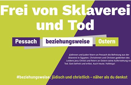 Plakat zum Thema Pessach und Ostern als Fest im Judentum und Christentum