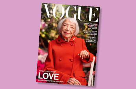 Cover der VOGUE-Ausgabe Juli/August 2024 mit Margot Friedländer im Vordergrund. Der Titel lautet: LOVE - Ein Pädoyer für das Miteinander